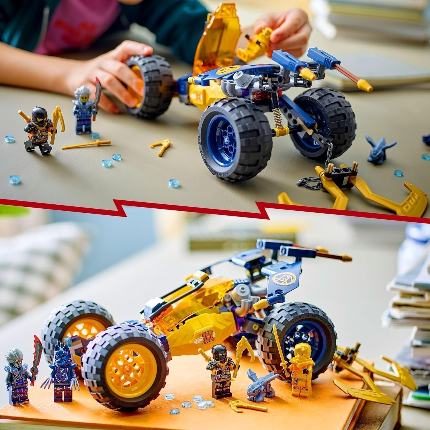 LEGO NINJAGO Buggy fuoristrada Ninja di Arin, giocattolo Ninja con auto, drago e 4 mini personaggi, modello di buggy set avventura per bambini, regalo di compleanno per ragazzi e ragazze di 7 anni 71811 Set da costruzione Beuche den LEGO-Store