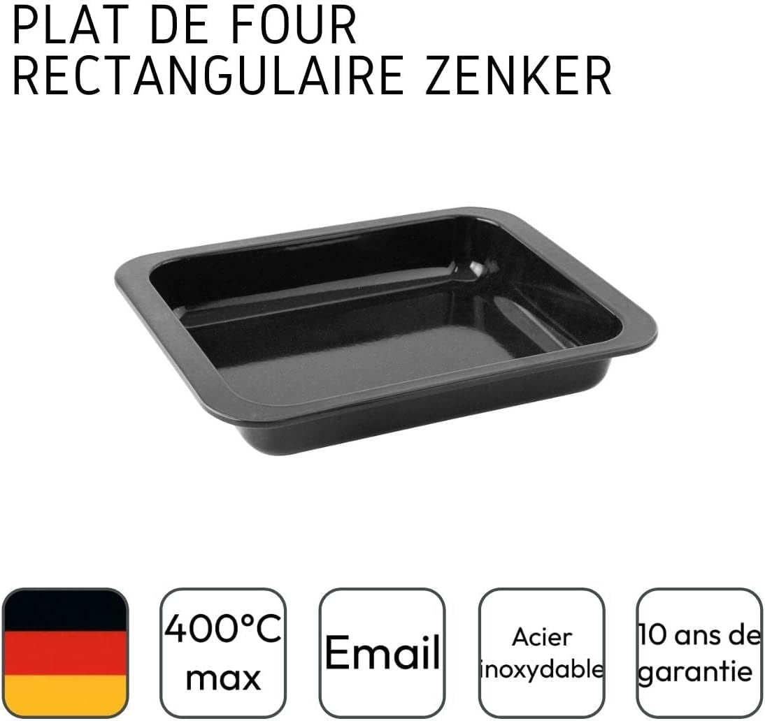 Zenker Ofenbackform (33 X 5 X 25 Cm) SPECIAL COOKING, Rechteckige Auflaufform Mit Enamelle-Versiegelung, Backform Mit Extra Hohem Rand (Farbe: Schwarz), Menge: 1 Stück Stampi e vassoi per cuocere Naty Shop