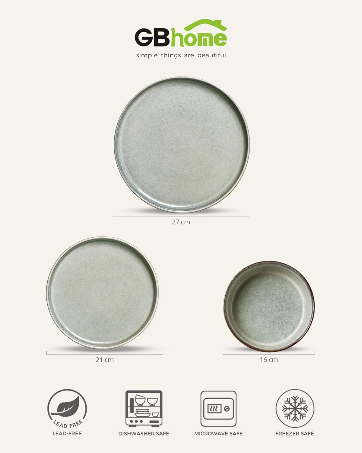 GBhome Set di Stoviglie in Ceramica per 6 Persone 18 Pezzi Set di Stoviglie in Porcellana Fatta a Mano con Smalto Reattivo Set di Ciotole e Piatti Utilizzabili nel Microonde e in Lavastoviglie