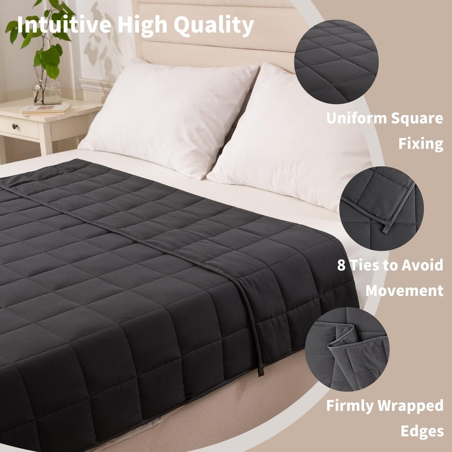 Coperta ponderata 150X200Cm 8Kg Coperta relax per adulti per migliorare il sonno Coperta ponderata grigia Letti e coperte Good Nite