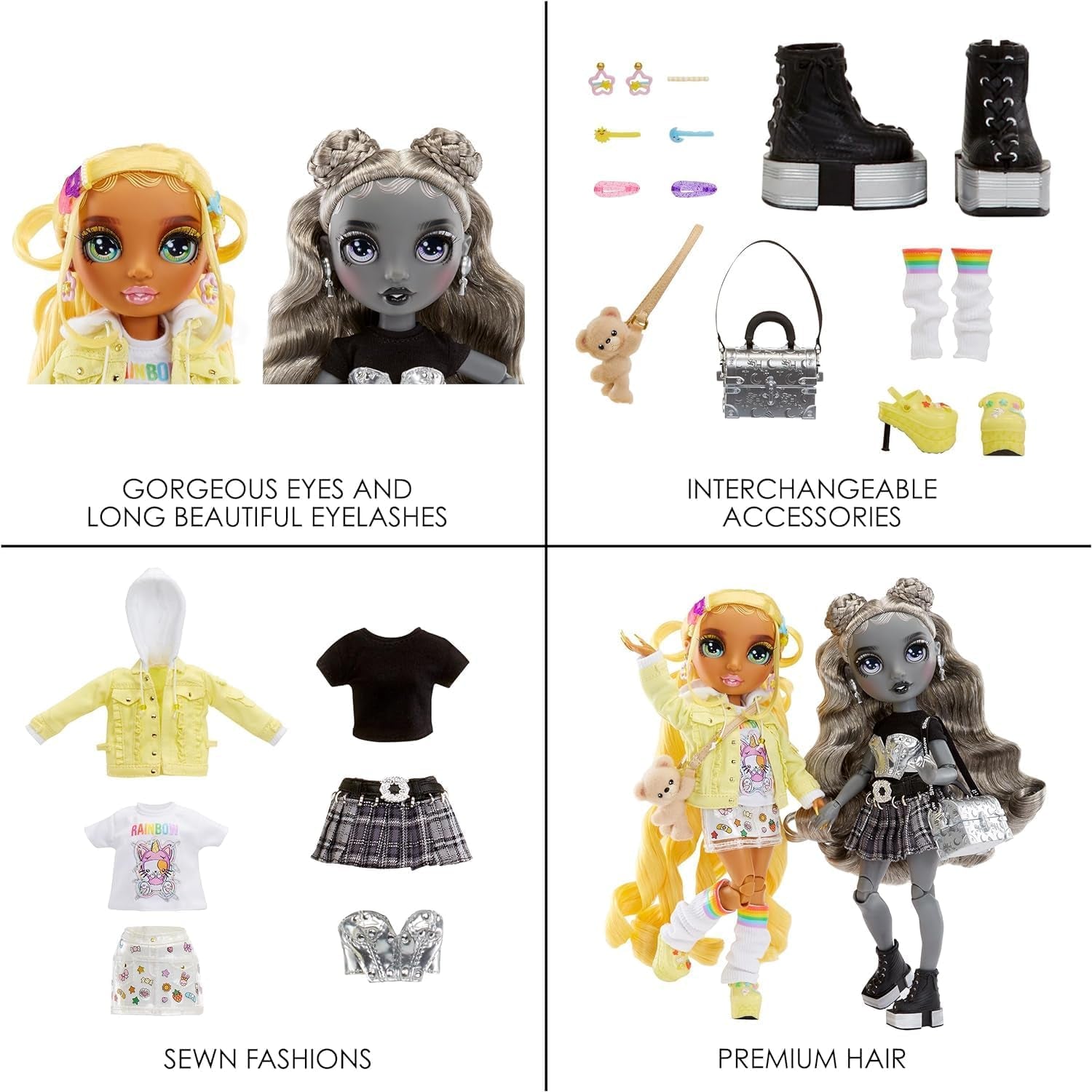 Edizione speciale Rainbow High Shadow High - Le gemelle Madison Sunny e Luna - 2 bambole alla moda in abiti firmati gialli e grigi, mescola e abbina con accessori - Per collezionisti e bambini dai 4 ai 12 anni