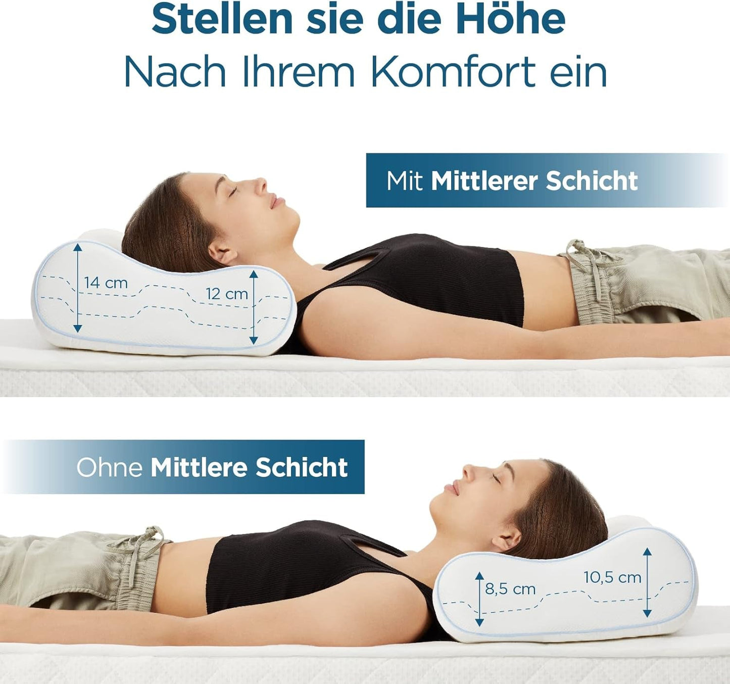 Cuscino ortopedico ORTHOVERSE - cuscino per il collo, cuscino per dormire, cuscino, cuscino in memory foam, cuscino, cuscino per il dolore al collo - regolabile in altezza, fodera in aloe vera, aiuto medico Naty Shop Cuscini ortopedici cervicali