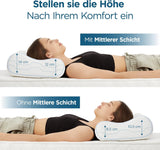 Cuscino ortopedico ORTHOVERSE - cuscino per il collo, cuscino per dormire, cuscino, cuscino in memory foam, cuscino, cuscino per il dolore al collo - regolabile in altezza, fodera in aloe vera, aiuto medico Naty Shop Cuscini ortopedici cervicali