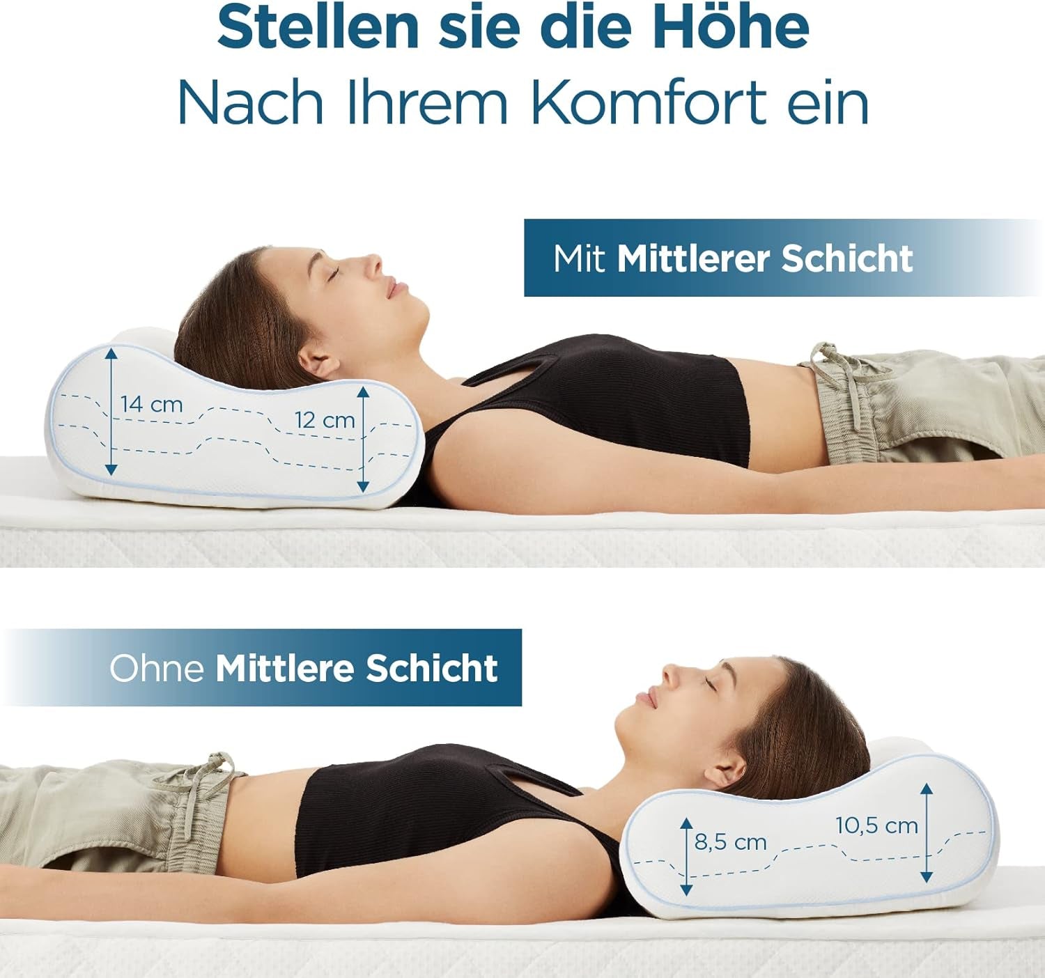 Cuscino ortopedico ORTHOVERSE - cuscino per il collo, cuscino per dormire, cuscino, cuscino in memory foam, cuscino, cuscino per il dolore al collo - regolabile in altezza, fodera in aloe vera, aiuto medico Naty Shop Cuscini ortopedici cervicali