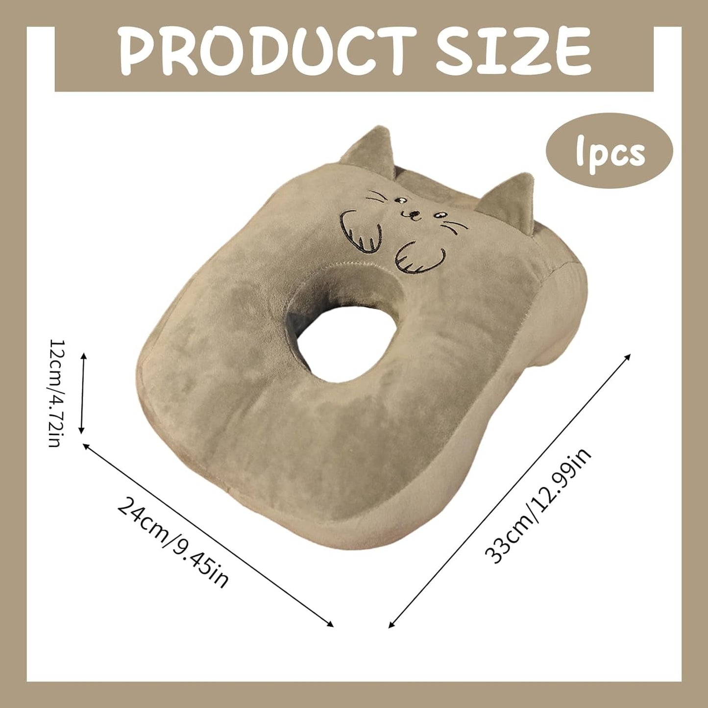Cuscino per Dormire da Ufficio in Memory Cotton Simpatico Cuscino per le Orecchie Morbido Cuscino per Dormire Cuscino per Le Orecchie per Dormiente Laterale per Donne Ragazze Bambini (Gattino Grigio) Cuscini Ortopedici Cervicali Naty Shop