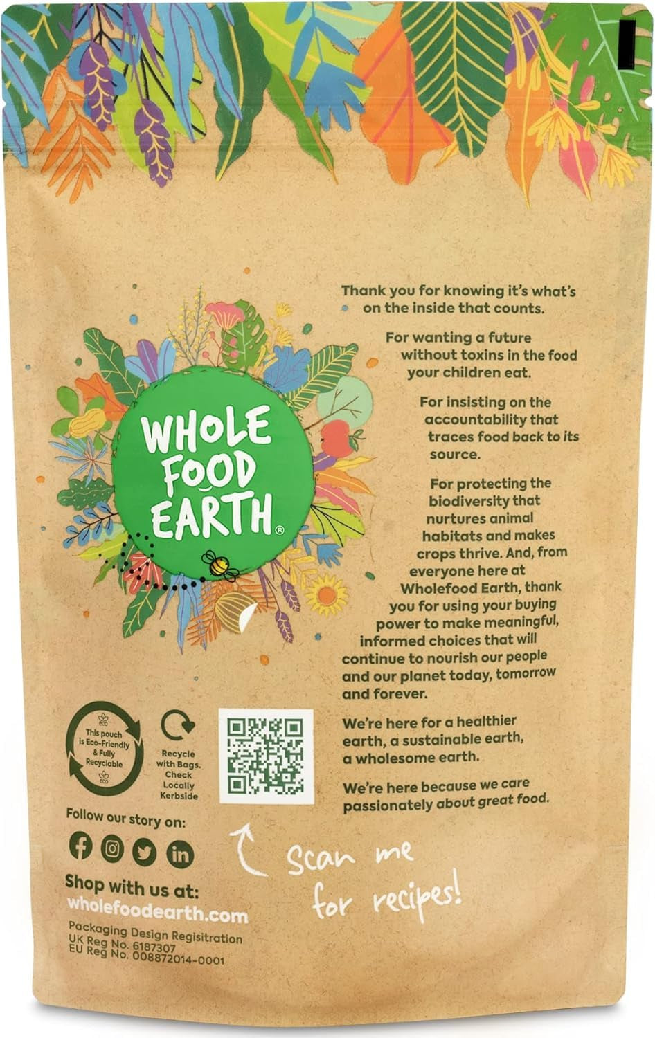 Riso integrale a chicco corto Wholefood Earth - non OGM - naturale - vegano - senza latticini - senza zuccheri aggiunti, 2 kg