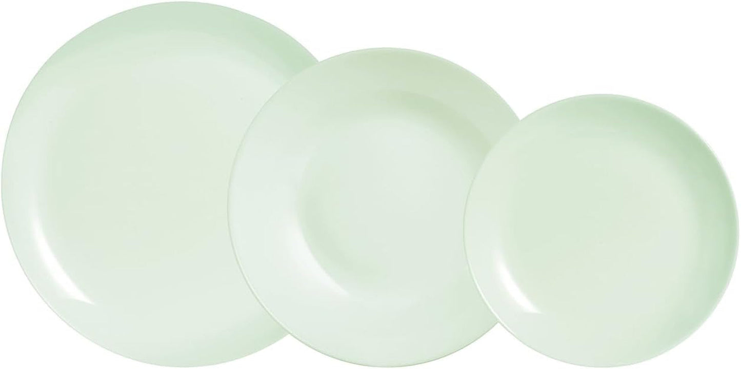 Servizio da tavola in vetro opalino, verde, 12 pezzi, per 4 persone