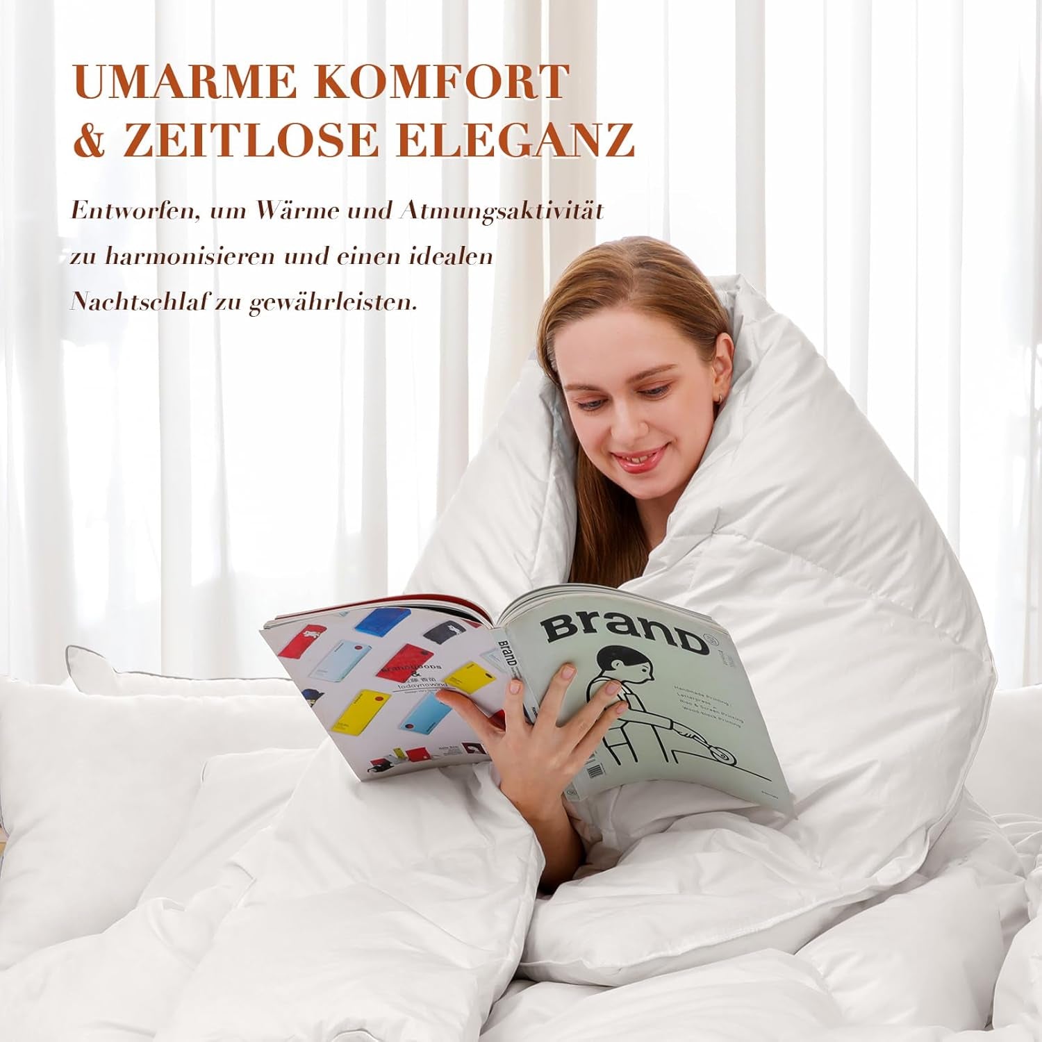 Piumino 135X200 Tutte le stagioni 100% cotone Piumino 4 stagioni 135X200 Con piumino e piume d'oca Alto e soffice Scatola con deflettore 3D Calore medio Trapunte e trapunte Naty Shop