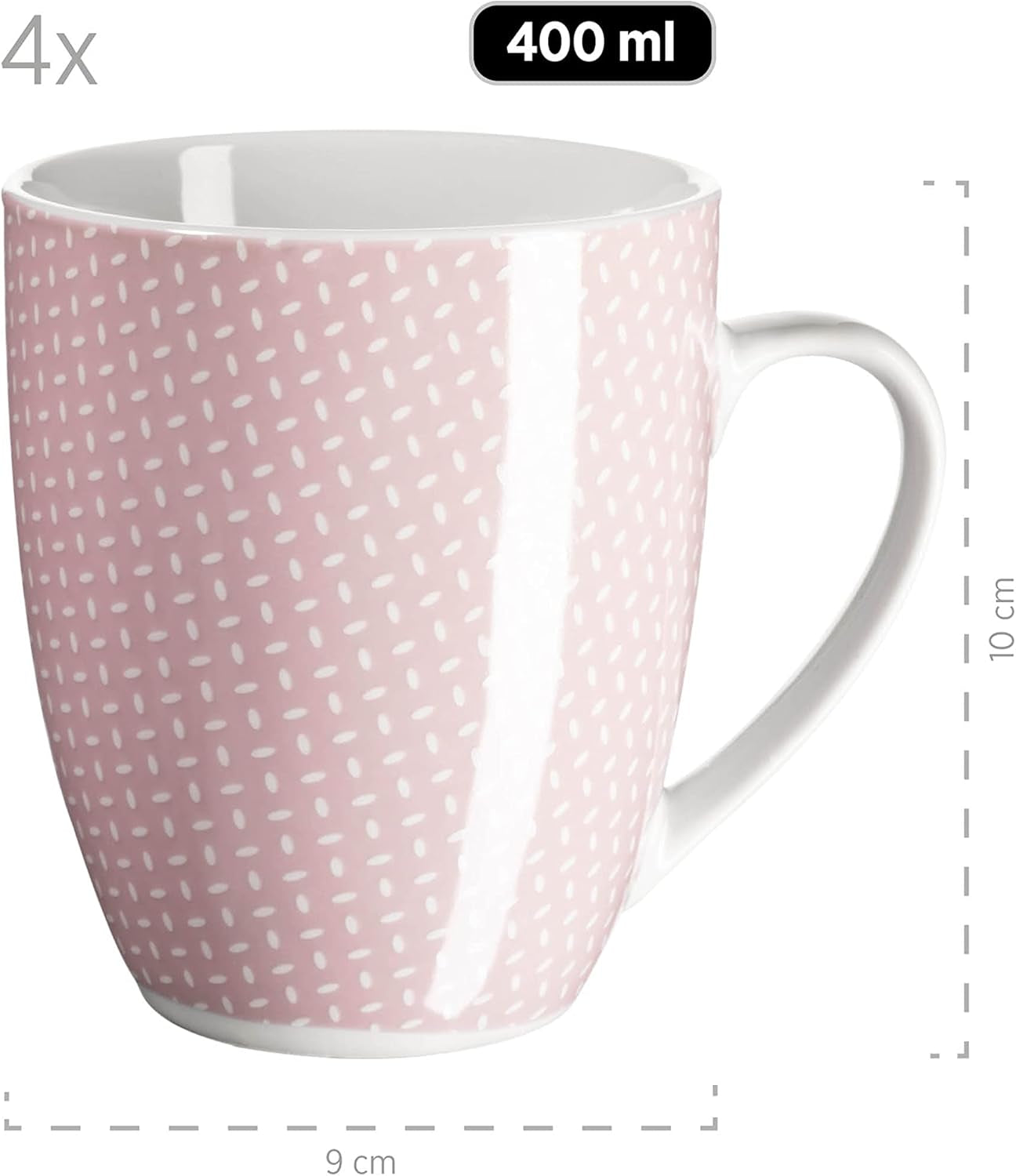 MÄSER Kitchen Time II, Servizio da tavola per 4, Servizio combinato con 16 pezzi in colori pastello con motivo discreto, Porcellana, Rosa