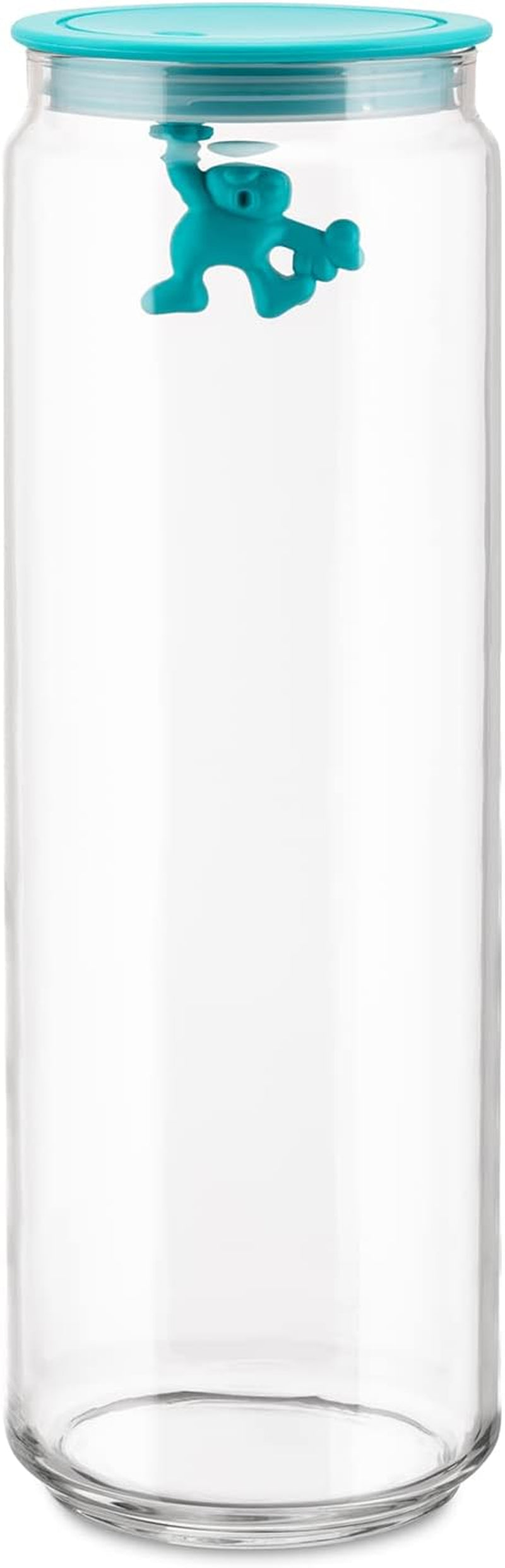 Alessi "Gianni" Barattolo da cucina in vetro con coperchio sigillato, Resina termoplastica, Nero, 27,5 x 13,5 x 28 cm Scatole per alimenti Naty Shop Azzurro 1,9 x 13,5 x 9 cm