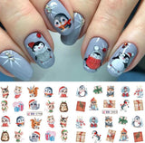 Adesivi per unghie natalizi 3D Trasferimento acqua autoadesivo Albero di Natale Fiocco di neve Alce Pinguino Nail art natalizia Disegni per unghie invernali Adesivi natalizi Accessori per unghie