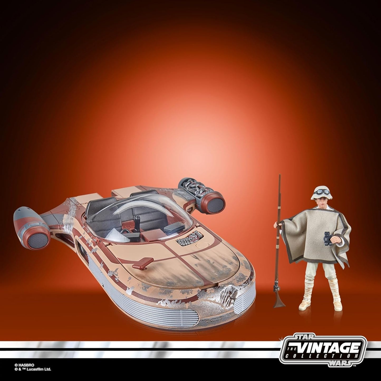 Collezione vintage Star Wars Landspeeder e Luke Skywalker, action figure e veicolo Star Wars: Una nuova speranza, action figure da 9,5 cm Naty Shop