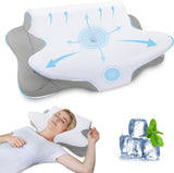 SAHEYER Cuscino per il collo 2 in 1 Cuscino ergonomico per il supporto del collo e cuscino per il collo Cuscino ortopedico per chi dorme sul fianco Cuscino in memory foam per chi dorme sul fianco Schiena e stomaco Cuscini cervicali ortopedici Naty Shop Grigio