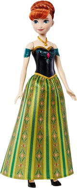 Mattel Toys Disney Frozen Anna Singing Fashion Doll in abito iconico canta "Per la prima volta" dal film Disney in inglese, francese, tedesco, italiano, JDL59