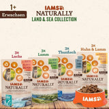 IAMS Alimento Umido Naturale per Gatti in Salsa - Alimento umido di carne e pesce di alta qualità per gatti adulti, Collezione Land & Sea, 12 x 85g
