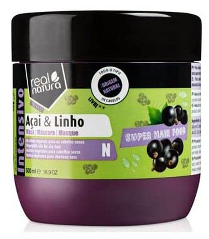 - Super Hair Food Mask Açaí e Semi di Lino 500 ml - Unisex - Terapia intensiva per capelli forti e sani Naty Shop Hair Mask Titolo predefinito