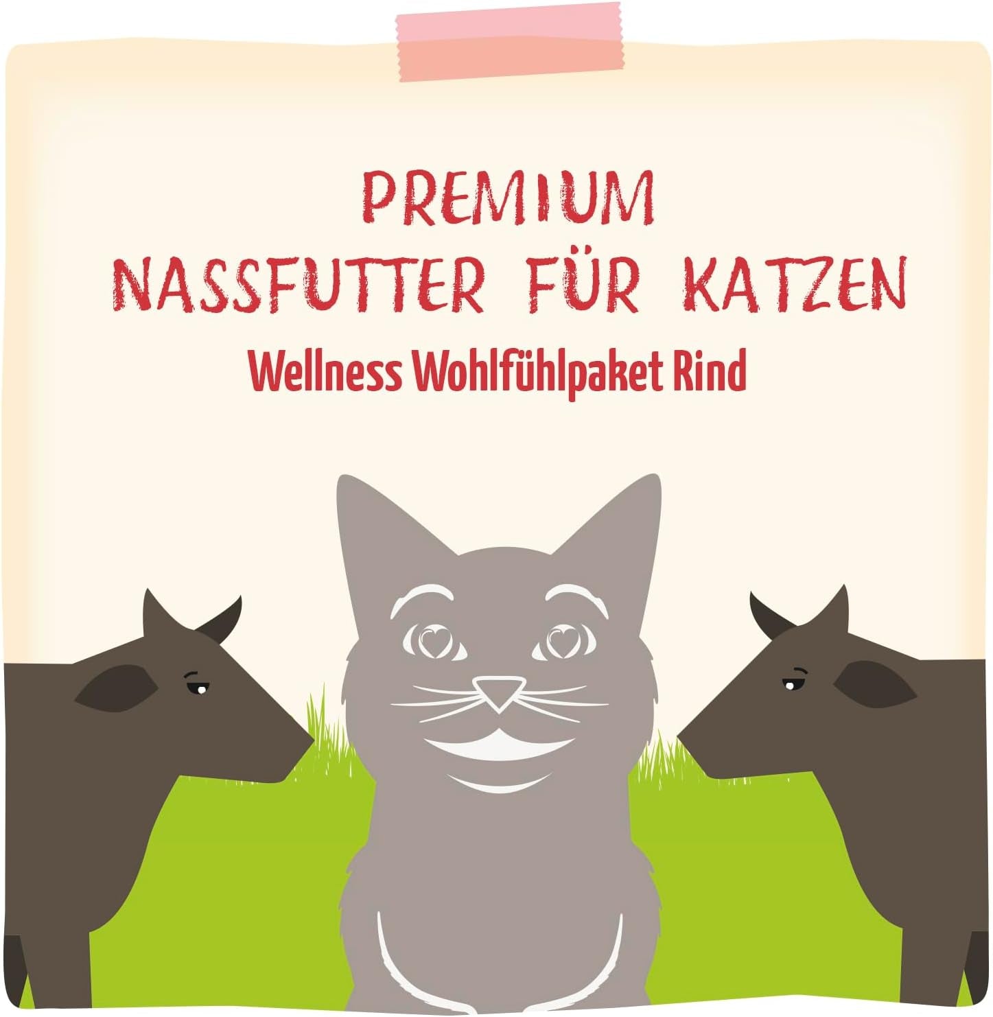 MjAMjAM - Cibo umido premium per gatti - Pacchetto benessere Manzo, confezione da 12 (12 x 125 g), senza cereali con carne extra