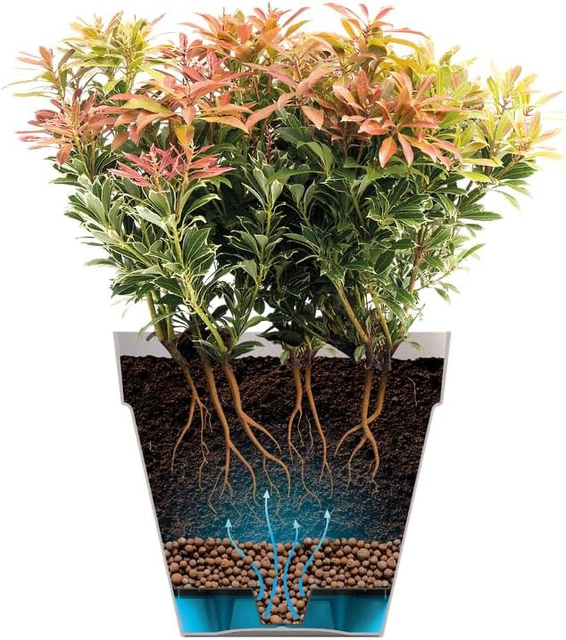 elho Loft Urban Round 40 - Vasi da fiori da esterno - 100% plastica riciclata - Ø 38,5 x H 35,3 cm - Giallo/Ocra