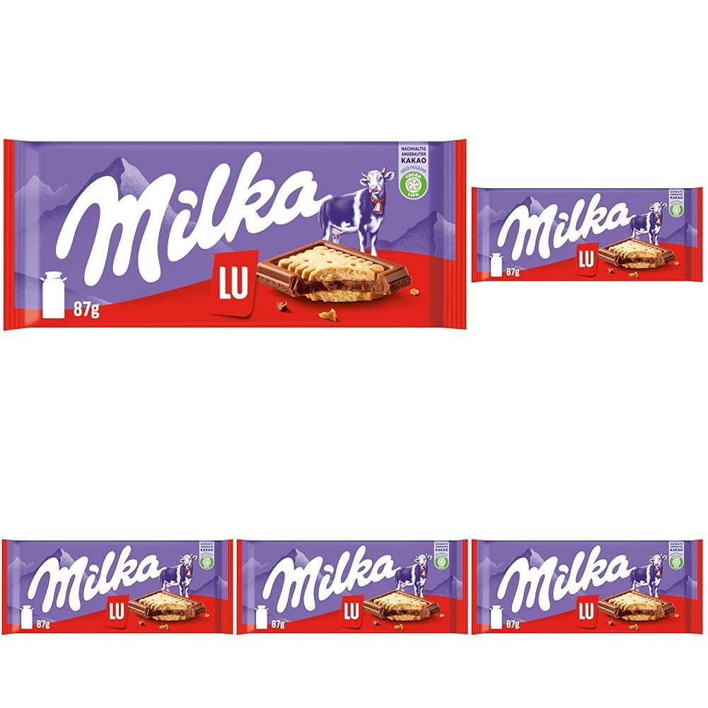 Milka LU – Cioccolato al latte alpino con croccanti biscotti LU – 87g