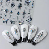 3D Metallic Schwarz Schmetterling Nagelsticker - Laser Pink Aurora Nagelaufkleber - Punk Butterfly Nail Art Stickers - Silver Nail Sticker - Nageldesign Zubehör