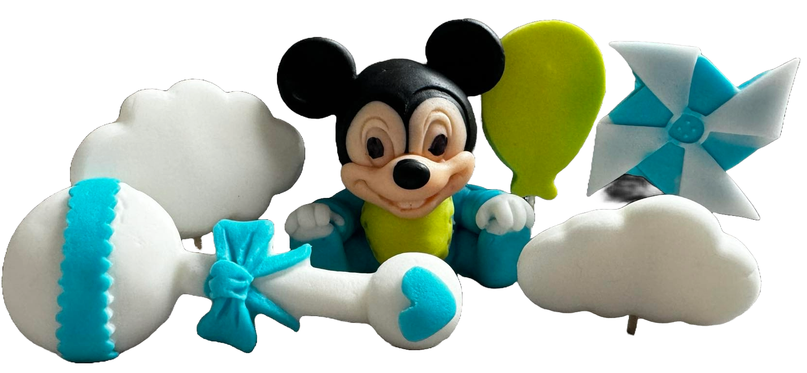 Set 6 decorazioni in zucchero commestibile, Decorazioni in Pasta di Zucchero Topolino Naty Shop