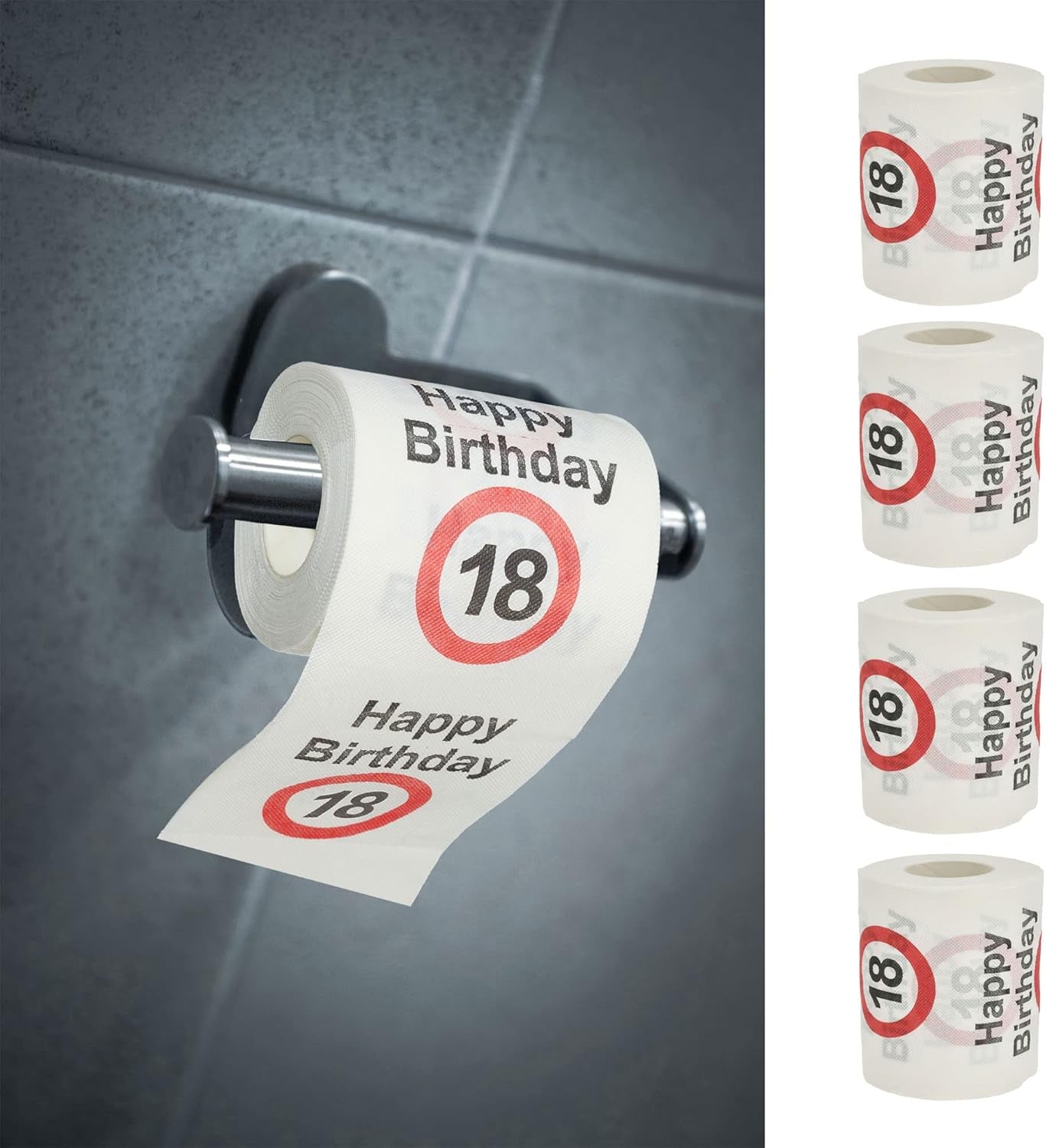 Set 4 carte igieniche "Buon 40° compleanno" │40° compleanno 24 metri 2 tessuti 180Gr/Qm │ Carta igienica motivo carta igienica (4 X carta igienica 40)