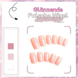 24 pz Rosa Tinta Unita Unghie Finte Autoadesive Neutre Unghie Finte Medio Quadrato Morbido Gel Per Le Donne FAI DA TE Copertura Completa Glitter unghie finte