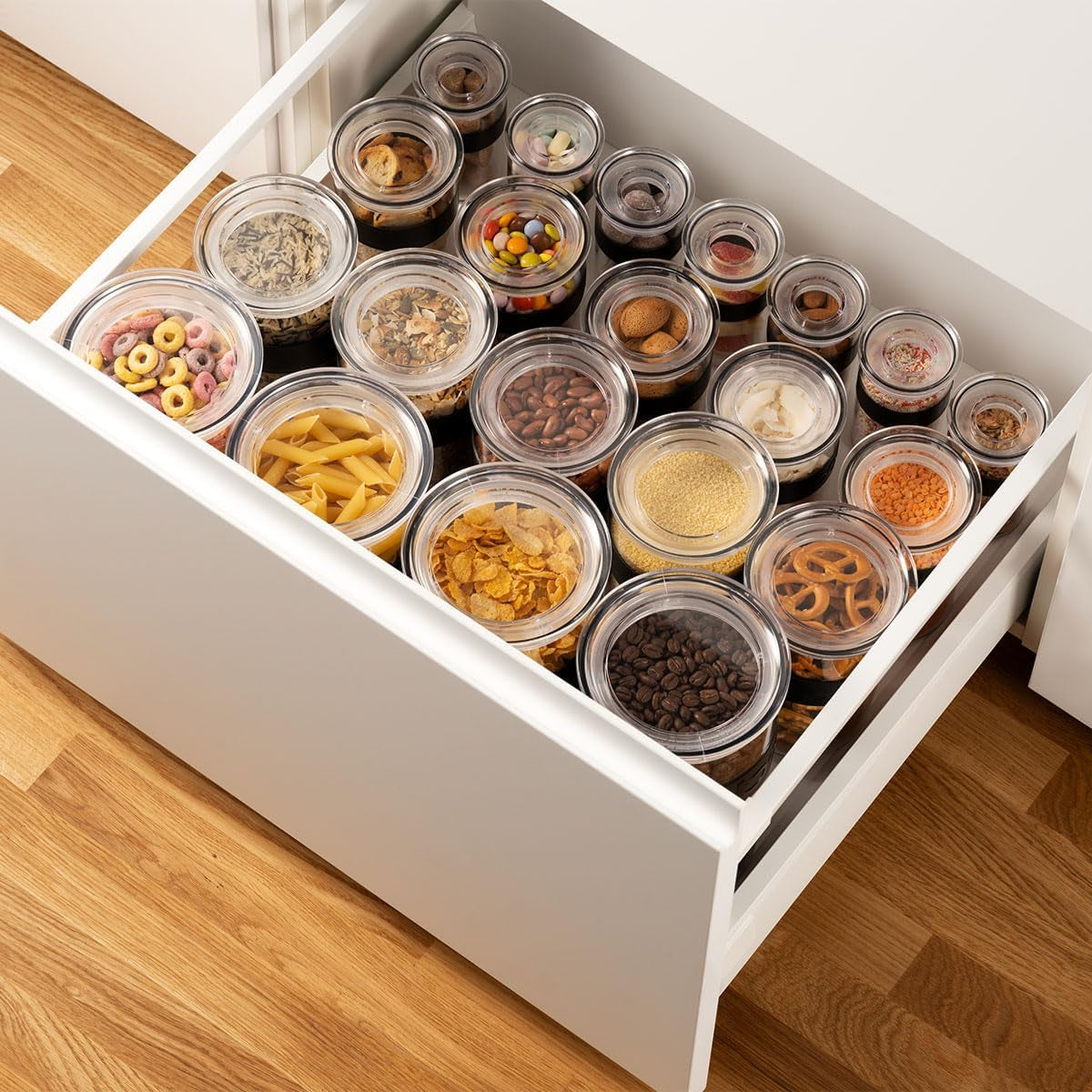 Barattoli per conservazione BODUM PRESSO, plastica, nero, 4 x 0,25 l, 3 x 0,6 l, 3 x 1 l, 2 x 2 l Scatole per conservazione alimenti Naty Shop