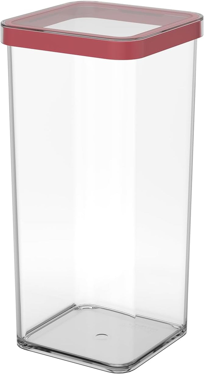 Rotho Loft Set di 5 barattoli con coperchio, varie dimensioni, plastica alimentare (PP) senza BPA, trasparente/rosso, (21,4 x 21,4 x 23,5 cm) Scatole per alimenti Naty Shop 1,5 l