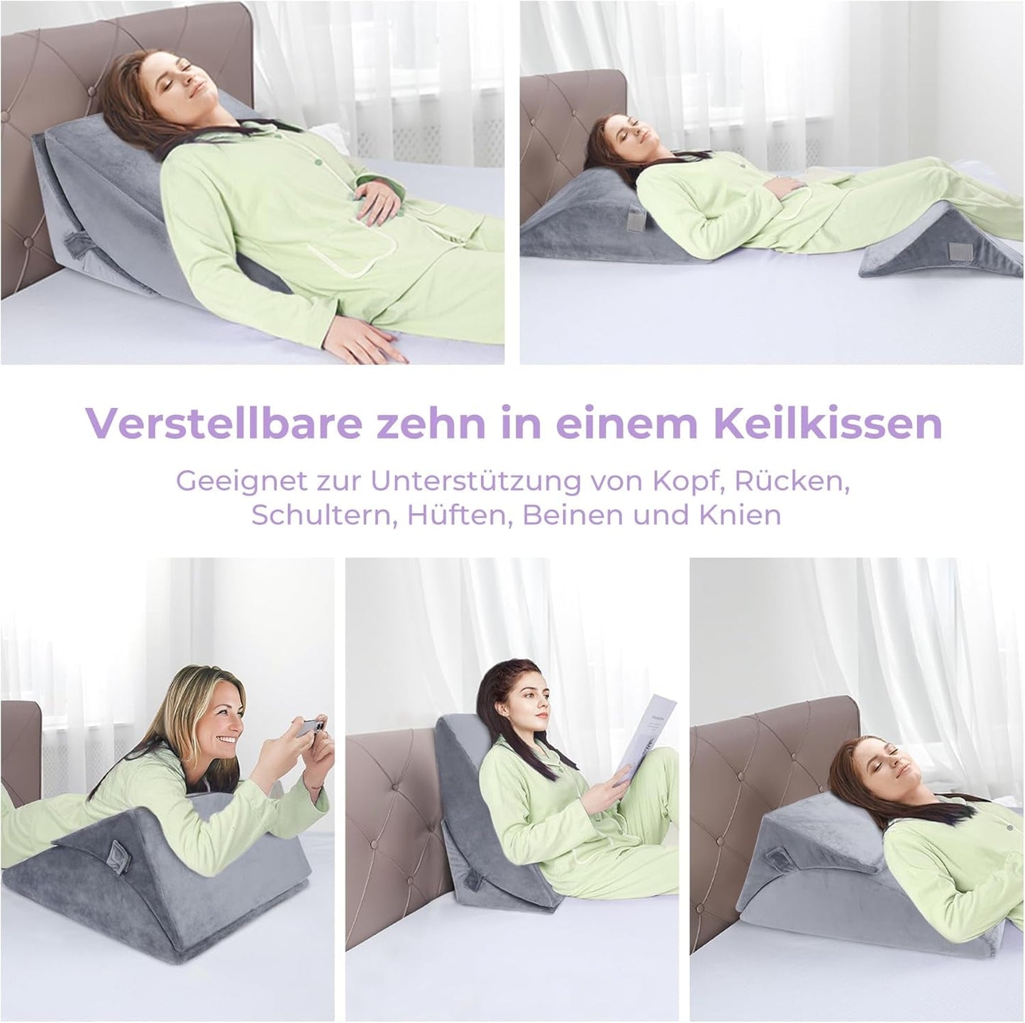 Cuscino in Piuma Regolabile in Schiuma ad Alta Densità, Cuscino Schienale ergonomico per Letto e Divano, Cuscino da Lettura Antireflusso per Dormire, Giocare, Guardare la TV (Pesante)