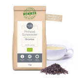 Tè verde biologico Pinhead Gunpowder sfuso 1kg – Tè verde biologico di alta qualità proveniente dalla Cina – Gusto leggermente affumicato – Per buongustai e intenditori di tè – Mycupoftea