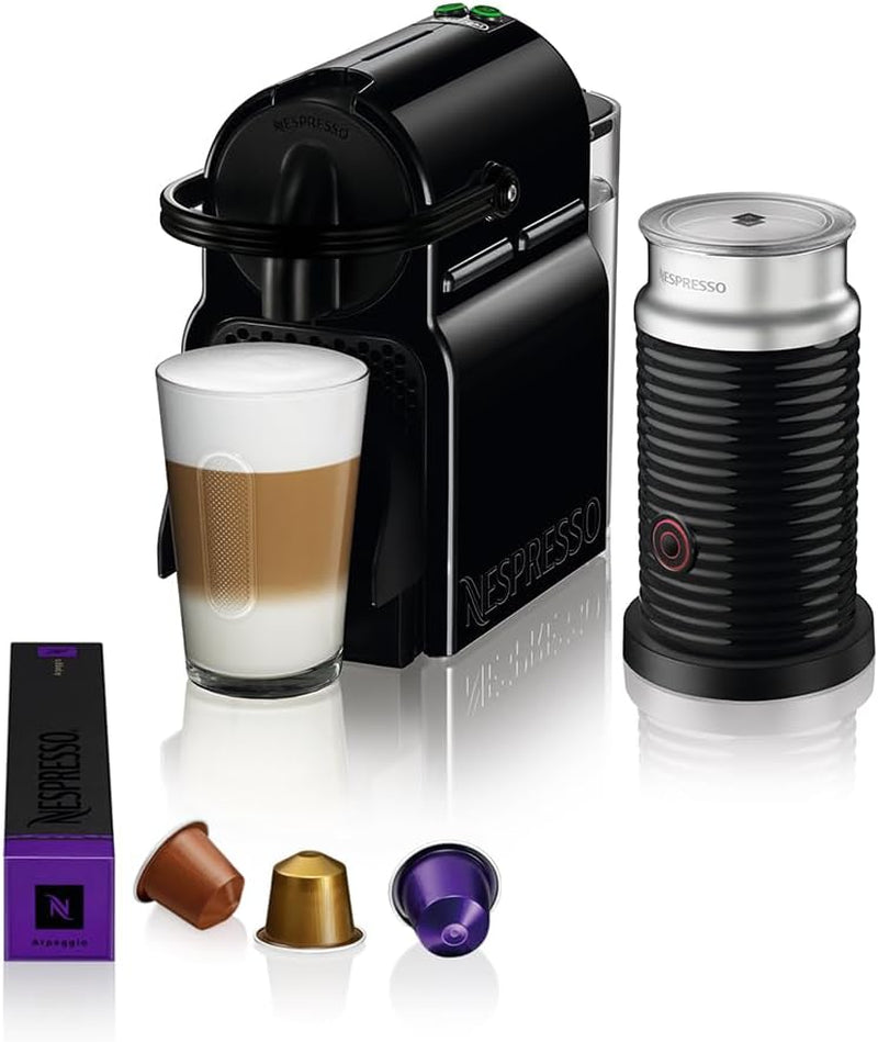 Macchina per caffè espresso a capsule Nespresso De'Longhi EN 80.B Inissia, pompa ad alta pressione e funzione di risparmio energetico, spegnimento automatico dopo 9 minuti, volume della tazza per espresso e lungo, serbatoio dell'acqua da 0,7 l, nero