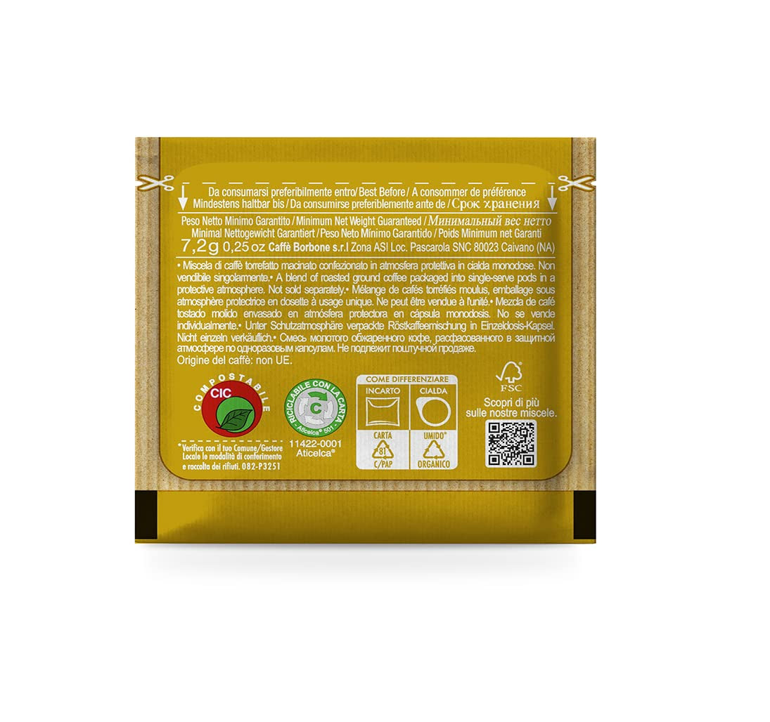Caffè Borbone Kompostierbare Kaffeepads, Gold-Kaffeemischung - 100 cialde - Compatibile con sistema ESE Tamponi in carta 44 mm