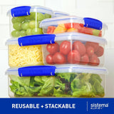 Barattolo per la conservazione degli alimenti KLIP IT System | 9,67 l | Barattolo per la conservazione impilabile e ermetico con coperchio, adatto per frigorifero/congelatore | Plastica senza BPA | clip blu | 1 pezzo (confezione da 4) contenitori per alimenti Naty Shop