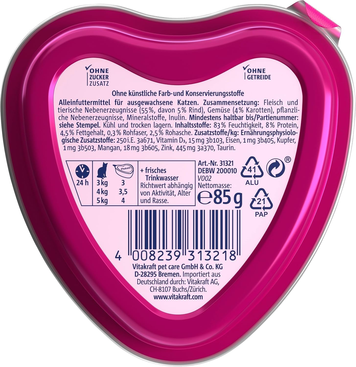 Vitakraft Poésie Création, cibo umido per gatti, cibo umido in salsa, con manzo e carota, confezione sfusa, senza zuccheri o cereali aggiunti (15 x 85 g)