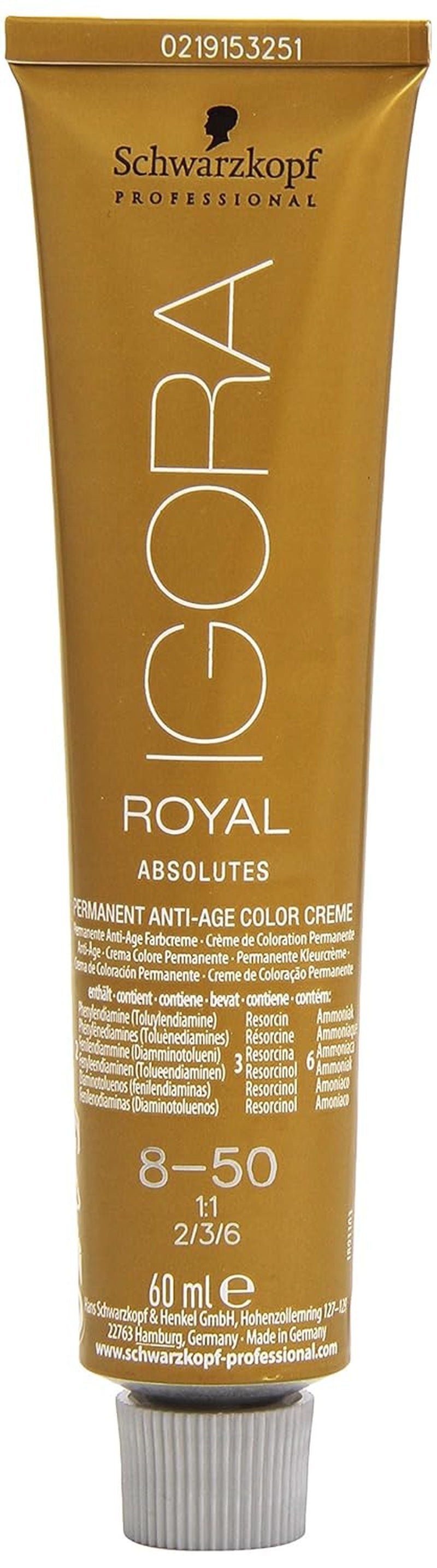 Tintura per capelli Igora Royal Absolute Age Blend, 7-560 Biondo medio dorato cioccolato, 60 ml Naty Shop Tintura per capelli 8-50 Biondo chiaro dorato naturale 60 ml (1 confezione)