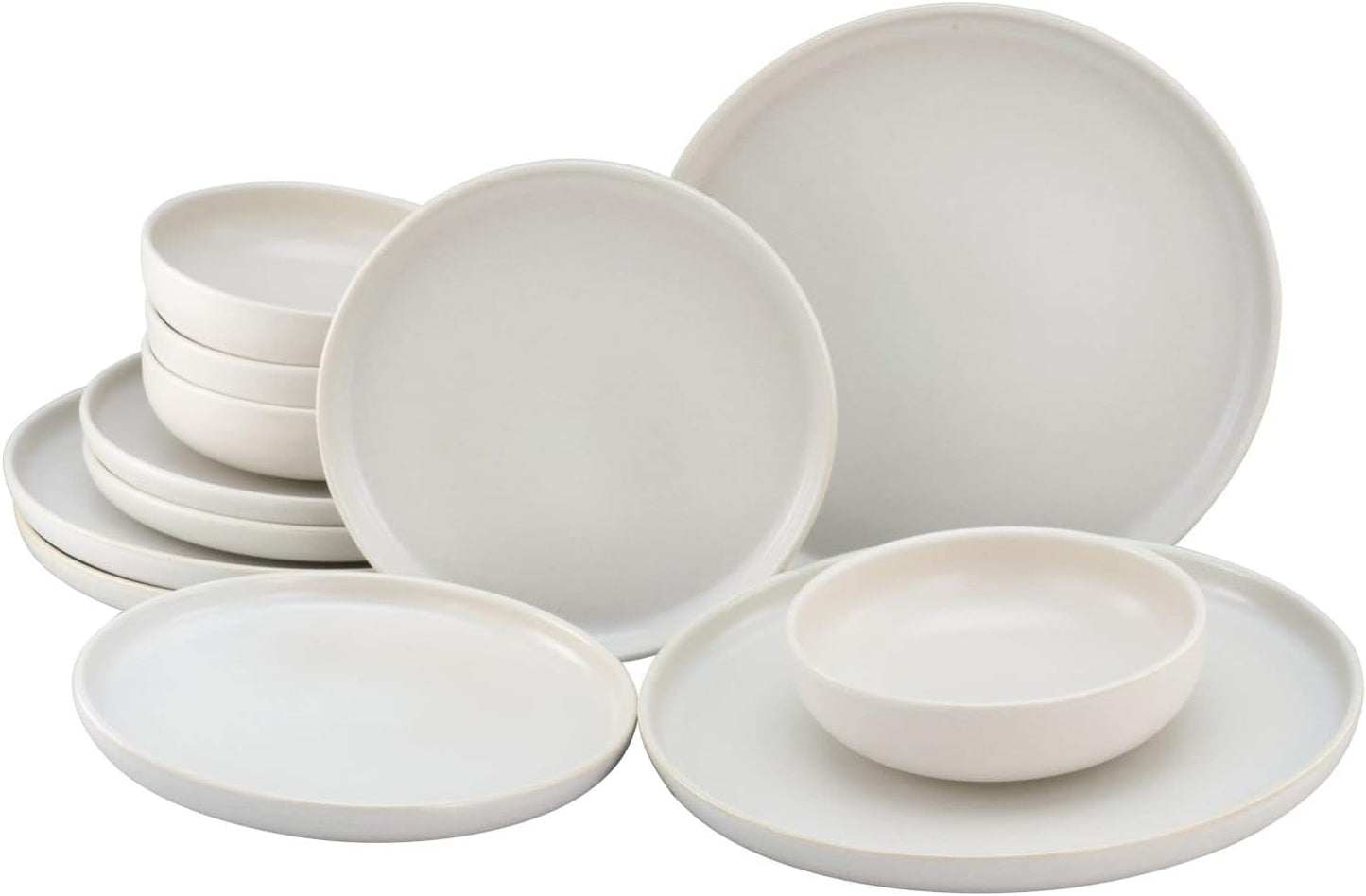 CreaTable, 33065, set di stoviglie da 12 pezzi serie Uno giallo-bianco, set di piatti in porcellana, lavabile in lavastoviglie e adatto al microonde, prodotto in Portogallo