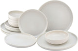 CreaTable, 33065, set di stoviglie da 12 pezzi serie Uno giallo-bianco, set di piatti in porcellana, lavabile in lavastoviglie e adatto al microonde, prodotto in Portogallo