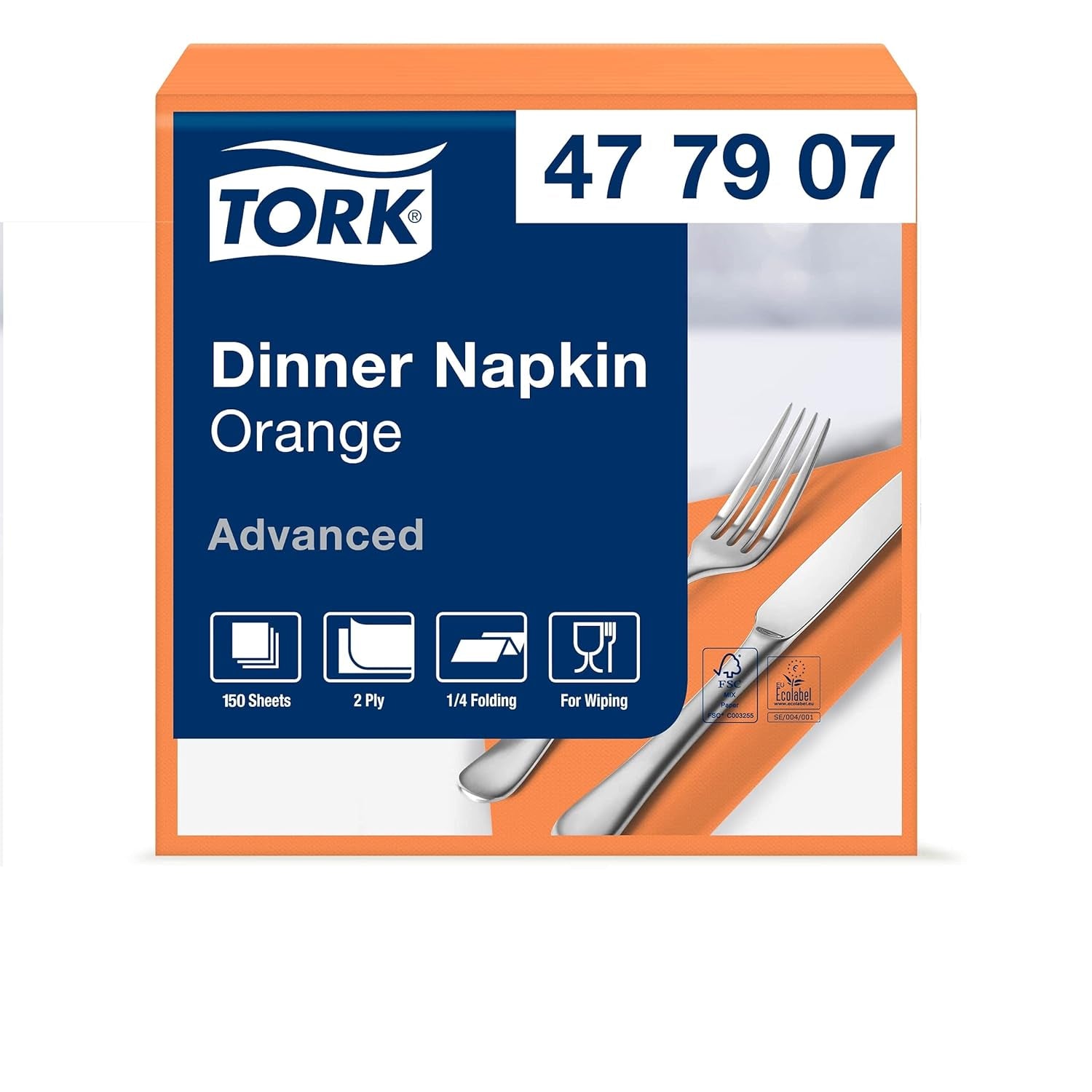 Tork Linstyle 509542 Tovaglioli da cocktail neri, piega 1/4, 1 velo, 23,8 x 23,8 cm, 1 x 100 tovaglioli