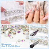 Harz Strasssteine ​​​​4200 pezzi strass Kristalle 1Mm-5Mm Gemischte Kinder Bastelsachen Kit con strass con picking Pinzette e Stift Für DIY Nägel Kleidung Kunsthandwerk Gemischt Becher Party (A)