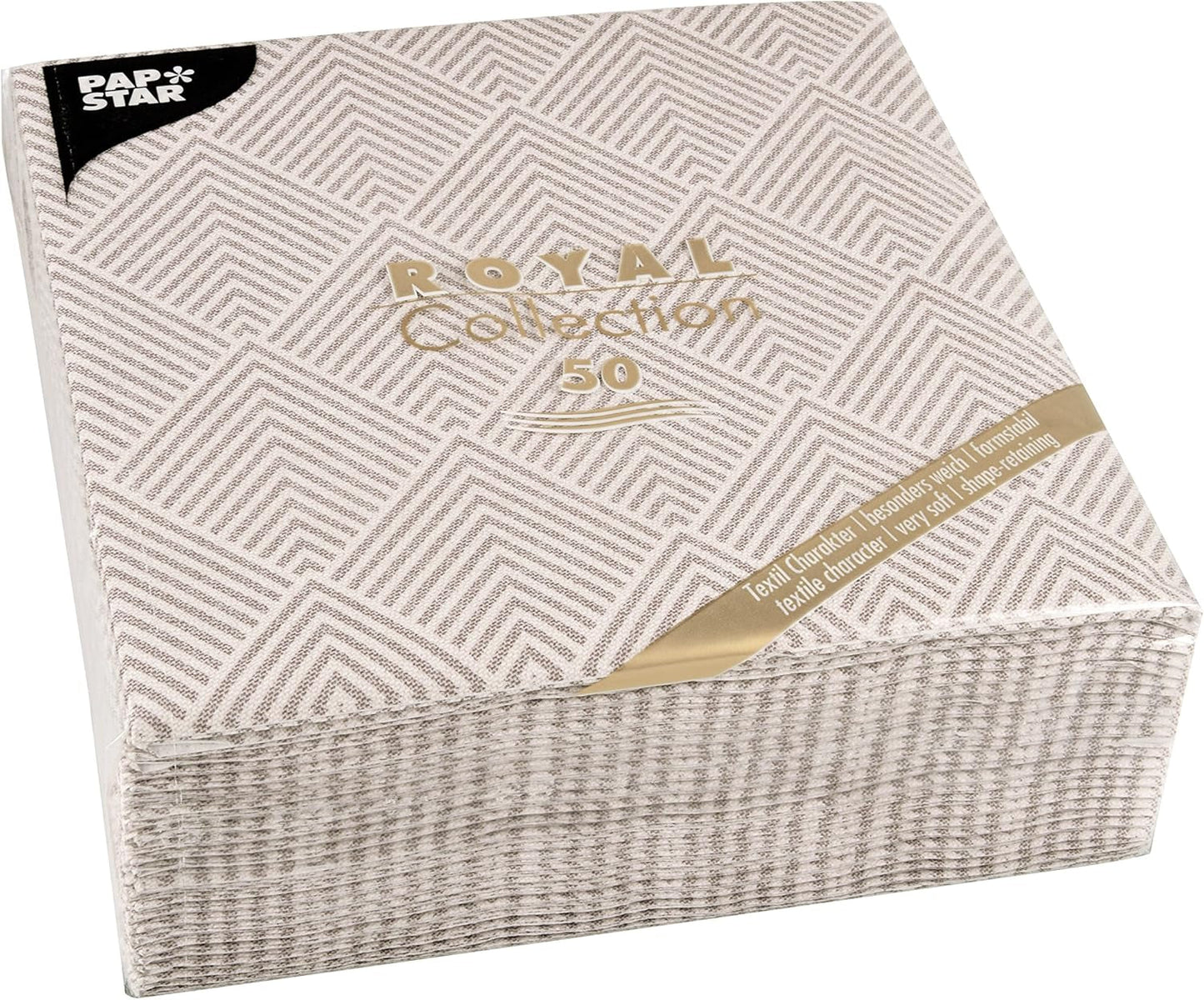 Papstar, 50 tovaglioli "ROYAL Collection" piega 1/4 40 cm x 40 cm "Elegance" Marrone, #86498 (confezione da 2)