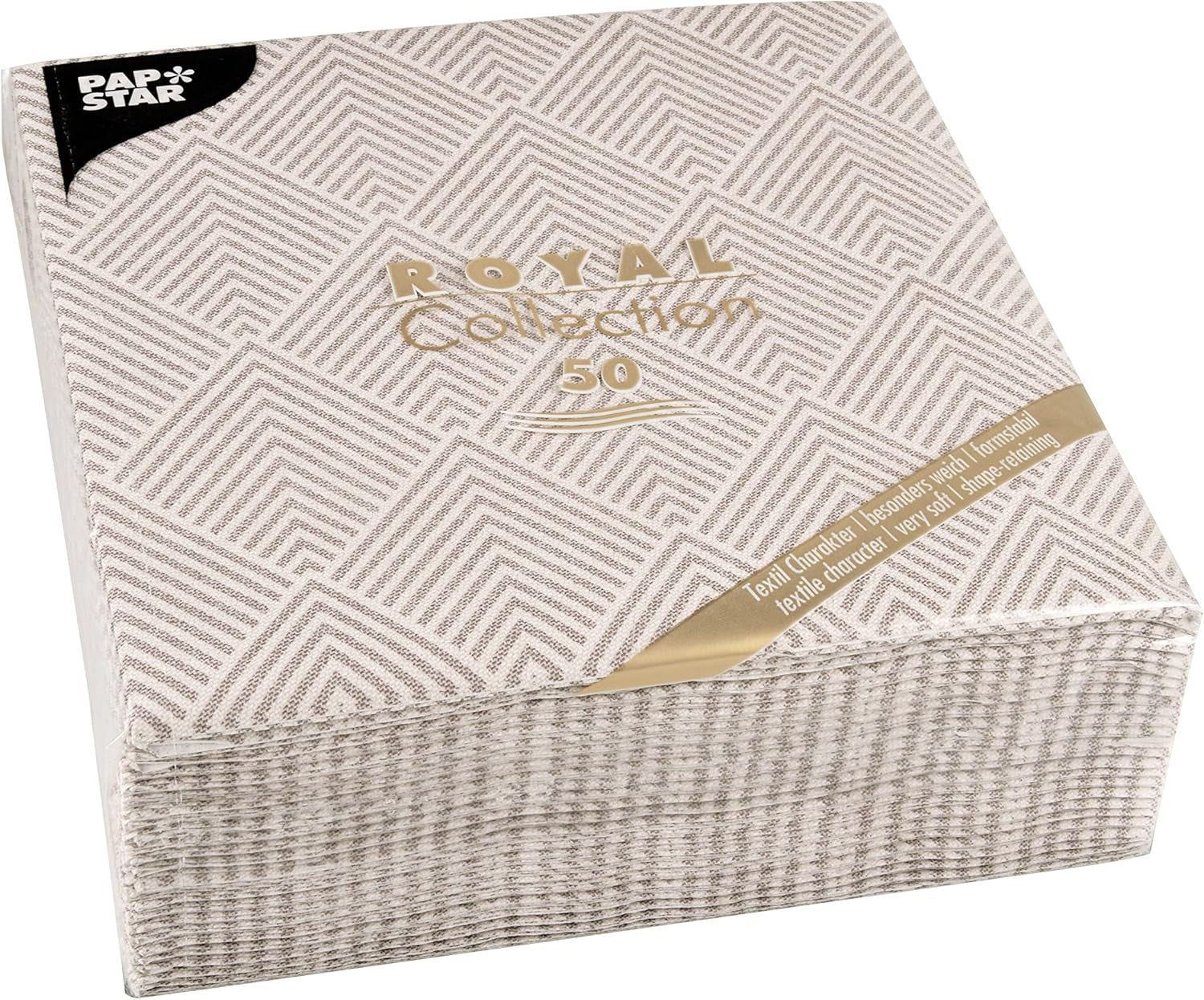 Papstar, 50 tovaglioli "ROYAL Collection" piega 1/4 40 cm x 40 cm "Elegance" Marrone, #86498 (confezione da 2)