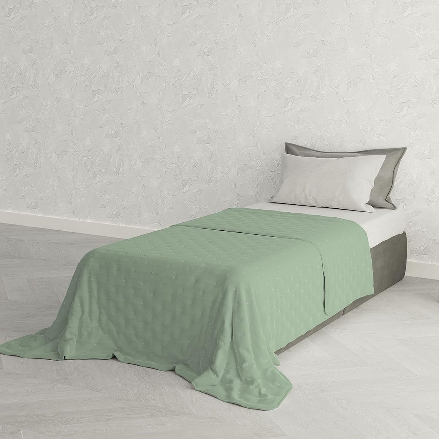 Elegante trapunta estiva, trapuntata, verde, 170 X 250 cm Trapunte e trapunte Naty Shop