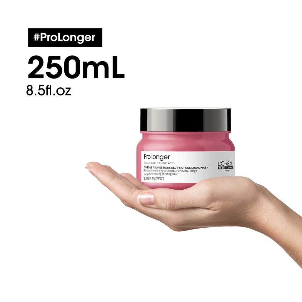 L'Oréal Professionnel Maschera rinforzante per capelli lunghi e sottili con filler A-100 e aminoacidi, Series Expert, Pro Longer Mask Hair Mask Naty Shop