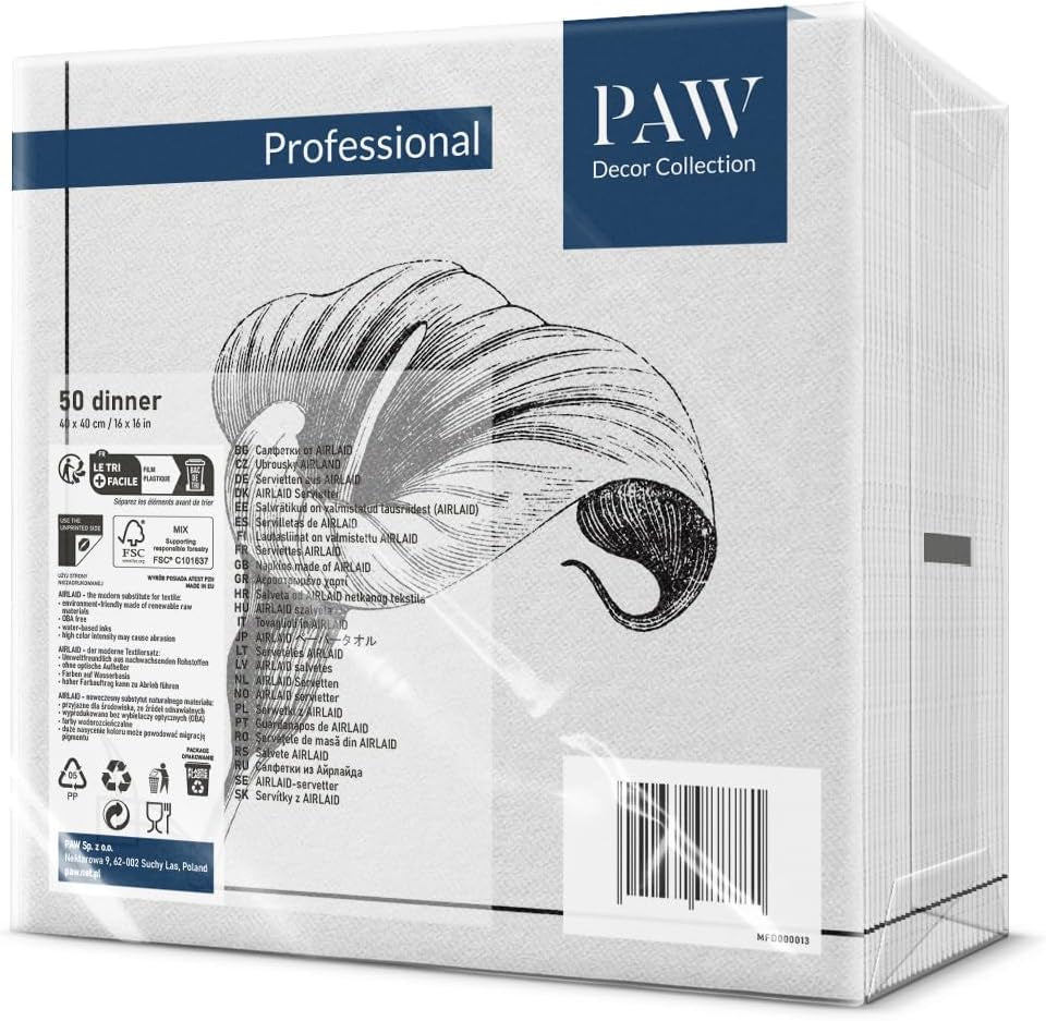 PAW - Tovaglioli Airlaid - Simil-stoffa (40 X 40 cm) I 50 pezzi I Per funerali, feste funebri, funerali, addio I Tovaglioli di stoffa per decorazioni da tavola di alta qualità - Fiore della memoria I Fiore della memoria