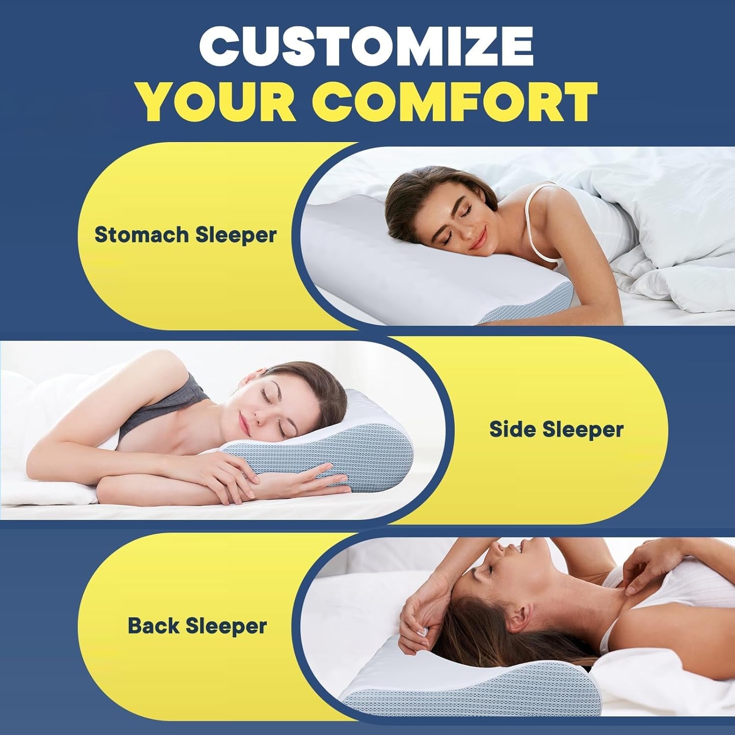 Cuscino per il collo rinfrescante per alleviare il dolore al collo Cuscini per dormire in memory foam Cuscino cervicale per dolori al collo e alle spalle Cuscino da letto ergonomico Cuscino di supporto per il collo per chi dorme sulla schiena Cuscini ortopedici cervicali Naty Shop
