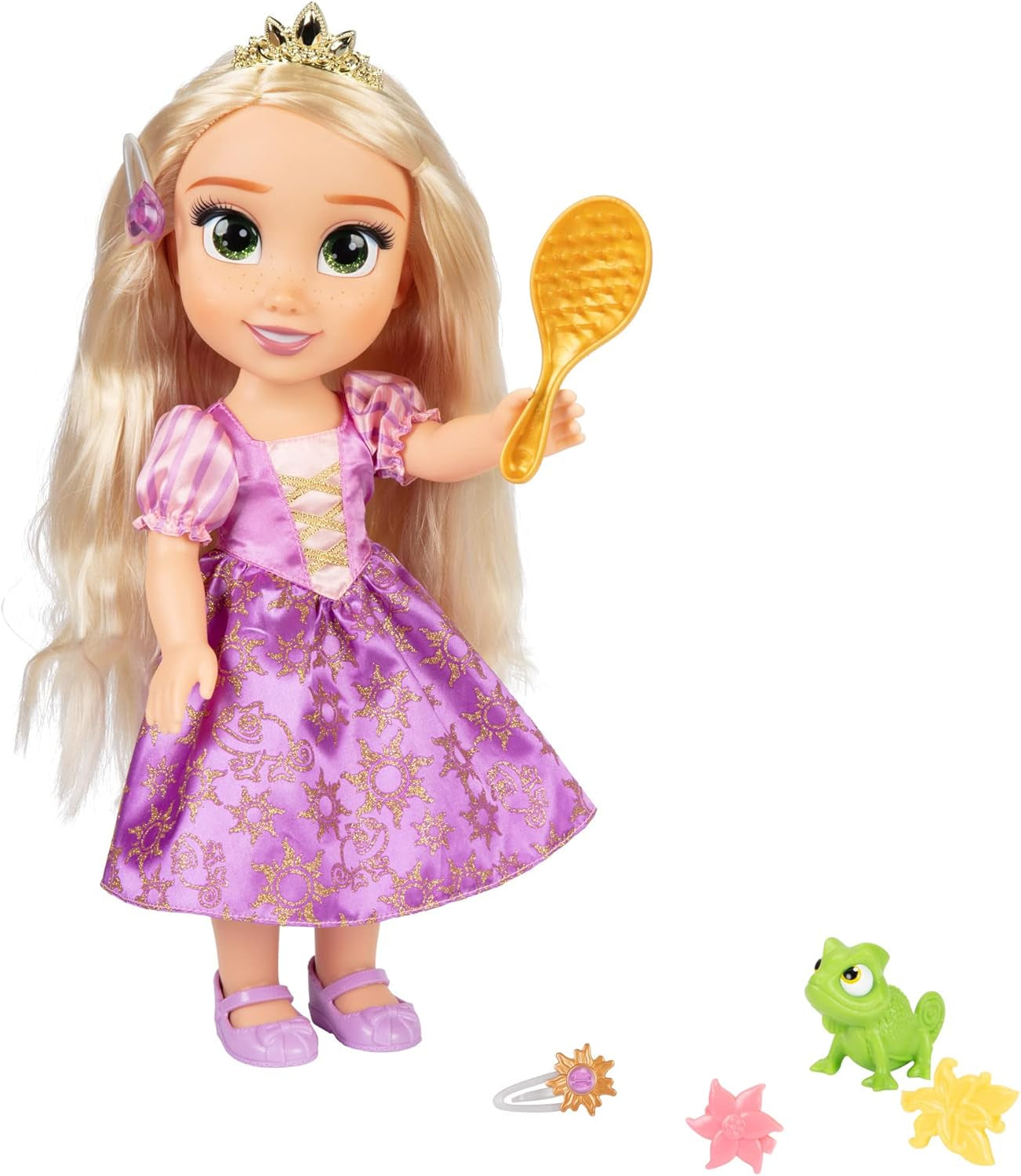 Disney Princess Rapunzel canta bambola 35 cm, canta "I See the Light", include accessori per divertirsi ancora di più, perfetta per bambine sopra i 3 anni, Purple Dolls Naty Shop