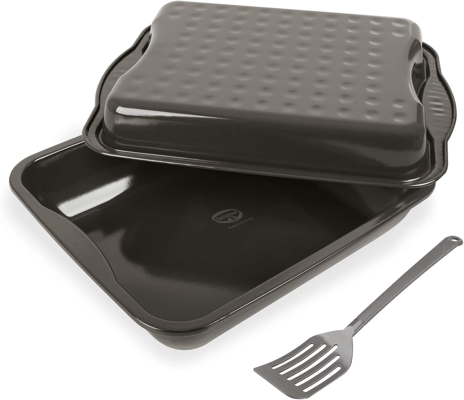 Dr. Oetker Friggitrice Maxi con coperchio in acciaio, pirofila quadrata Family per pollo e verdure Stampi e teglie da forno Naty Shop
