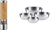 Set WMF Ceramill Oakwood Cromargan, macinacaffè elettrico e set ciotole Gourmet Per La Cucina 4 pezzi Macinini e Affettatrici Naty Shop Confezione con set ciotole