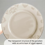 Karaca Elegance Bone Siena Set di stoviglie per 12 persone, moderno set di stoviglie in porcellana, set di stoviglie con ciotole fondi, piatto da portata, piatti fondi, piatti da dessert - Bianco e Oro